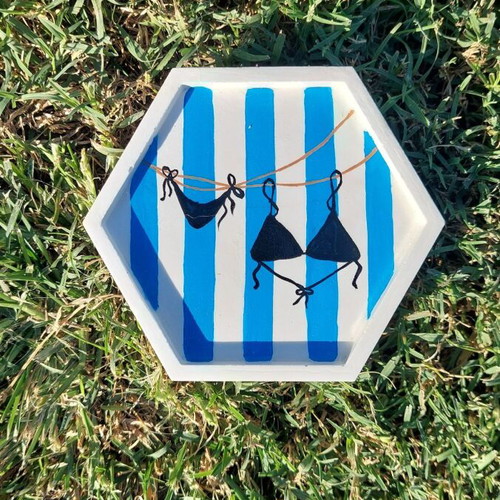 Handmade painted plaster coaster