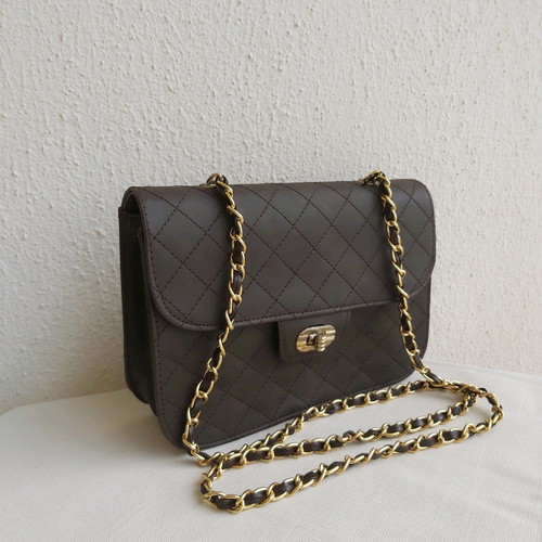 Dark brown crossbody bag like new with gold details