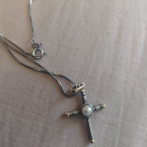 Women's silver cross with gold, like new