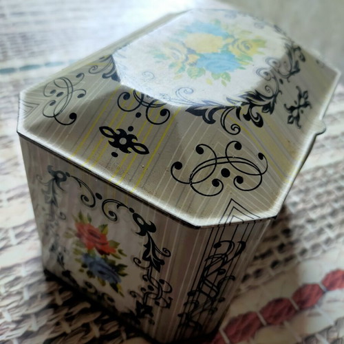 Metal box with flowers
