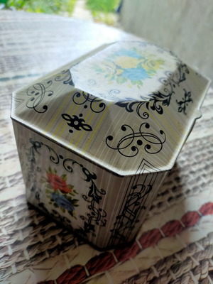 Metal box with flowers