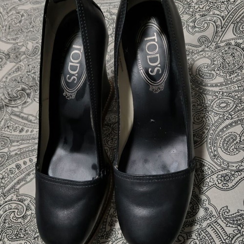 Tod's Zeppa Gomma wedges like new, black leather with braided strap