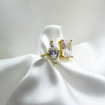 Gold-Plated Adjustable Ring With Double Stone New