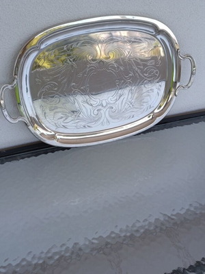 Vintage Christofle Silver-Plated Oval Serving Tray used with Handles and Engraving