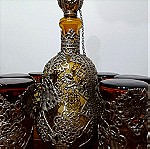  Vintage καράφα με 6 ποτήρια επενδεδυμένο με μεταλλικά στοιχεία