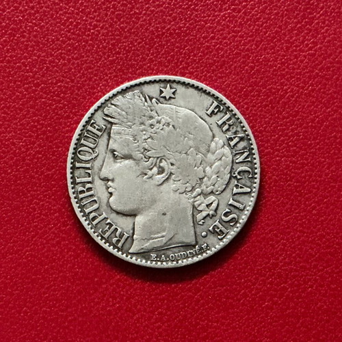 Silver coin 1 franc 1895 used, France, Third Republic era