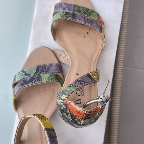 Sandals high used colorful with thick heel size 38