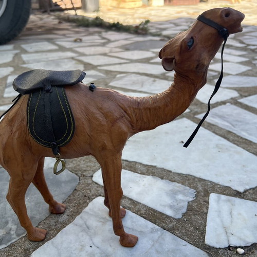 Leather camel figurine, 33 cm height