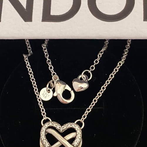 Pandora authentic silver heart necklace new