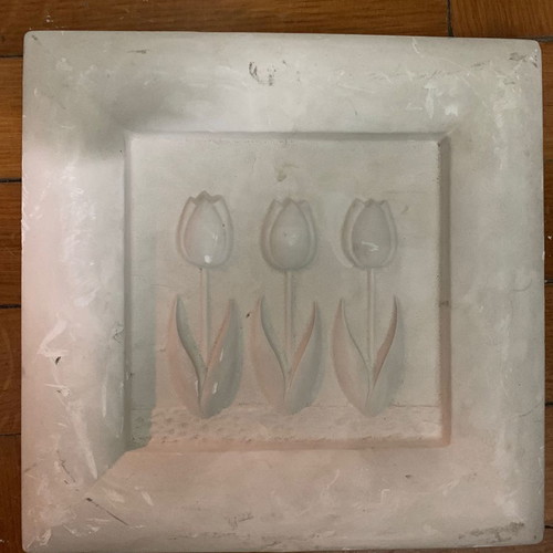 Tulip Flowers Gypsum Relief Used Wall Art 22x22cm