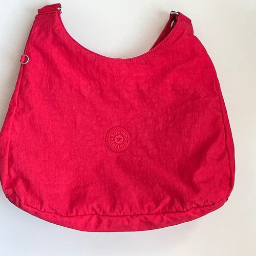 Kipling textile shoulder bag in deep red color like new