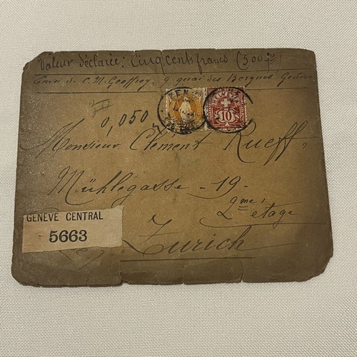 Rare 1890 Swiss postal cover with 5 red wax seals
