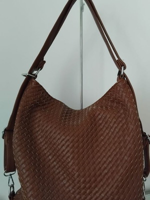 Faux leather shoulder and backpack bag new, brown