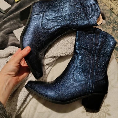 Blue glitter ankle boots new, size 39