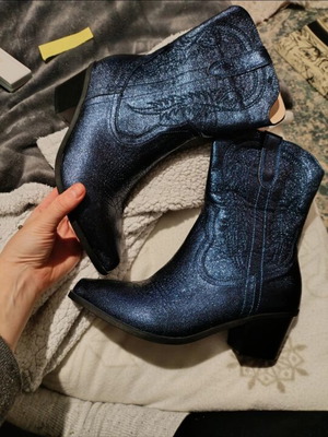 Blue glitter ankle boots new, size 39