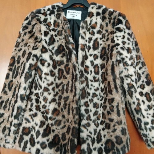Leopard fur jacket Terranova new, beige brown