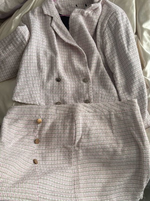 Shein pink suit set jacket and skirt used XXL