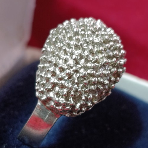 925 silver embossed ring, size 59