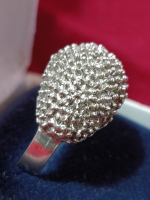 925 silver embossed ring, size 59