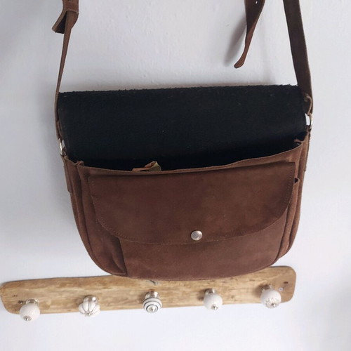 Messenger bag crossbody used 100% leather castor brown