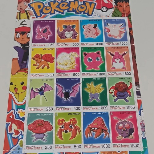 East Timor Pokemon stamps 2001 used, set of 8 sheets
