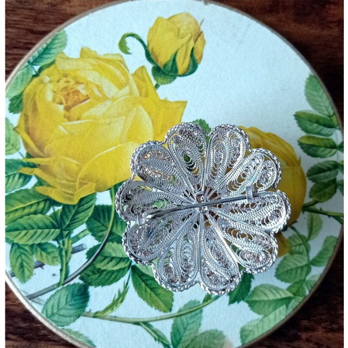 Silver Gianniotiki brooch used, large, old, 925 silver