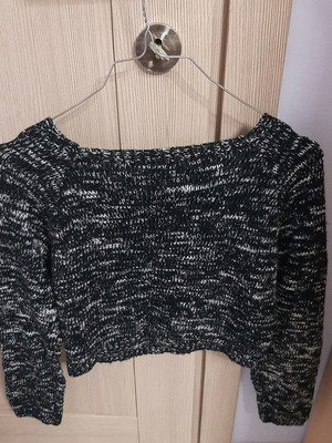 Long-sleeve blouse used, crop top, size S, black