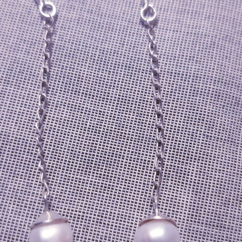 Maggy earrings silver 925 with natural white pearls handmade new