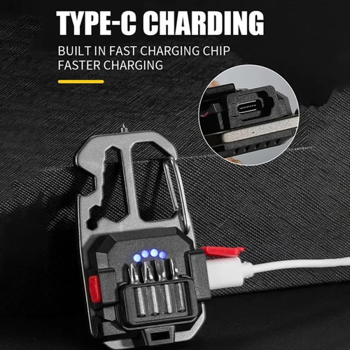 Survival multitool carabiner new with flashlight and multiple functions