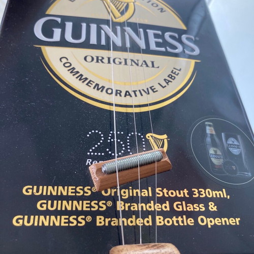 Cigar box guitar used, electroacoustic, Guinness 250 years edition