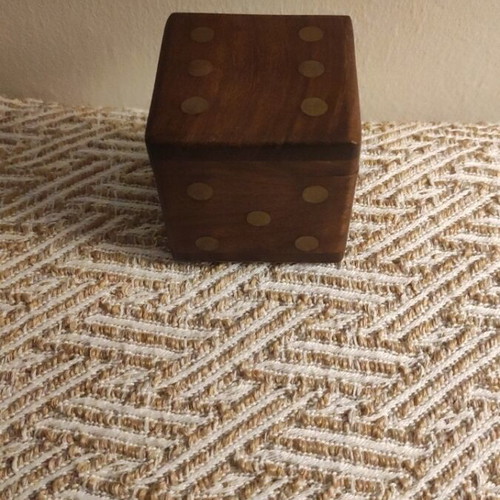 Handmade wooden dice set with vintage brass inlay box like new