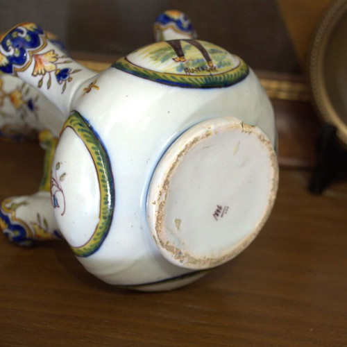Antique French Quimper Faience Épergne Vase used, hand-painted c. 1880–1910