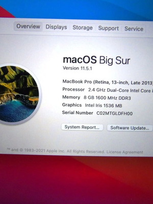 Apple MacBook Pro 13" Intel i5 Late-2013 σαν καινούργιο