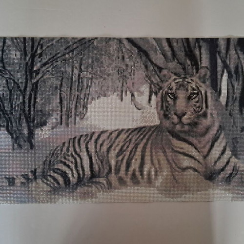 Diamond Art White Tiger on Snow Canvas