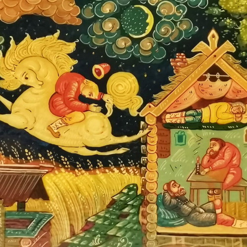Russian lacquer box used with hand-painted story of the little horse