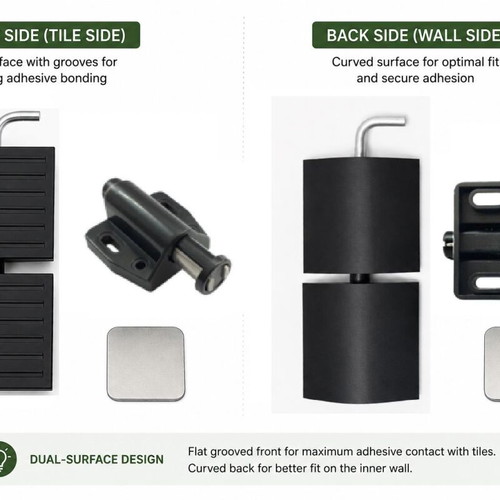 Hidden Tile Access Door System with Hinges and Push-Open Mechanism new