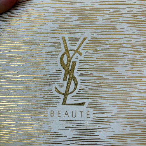 YSL cosmetic bag new, white and gold, 21x16cm