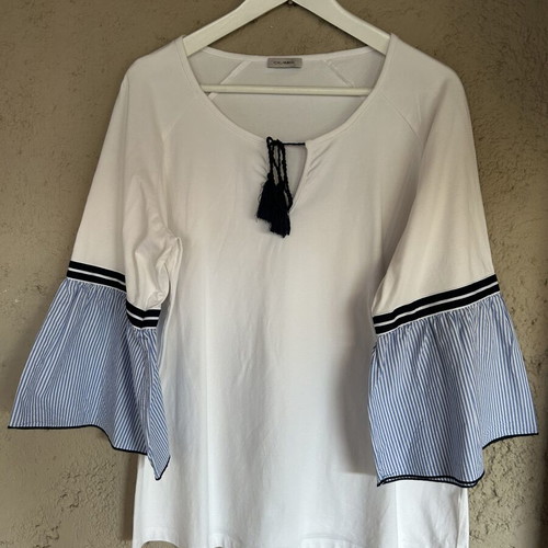 Fiorella Rubino blouse like new, white and blue, medium to large