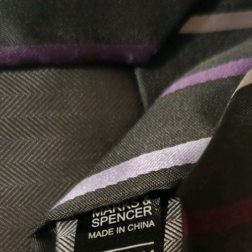 Marks and Spencer men's tie gray with purple stripes like new