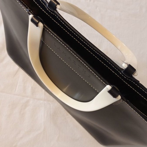 Lamarthe handbag used, black with ecru bone handle