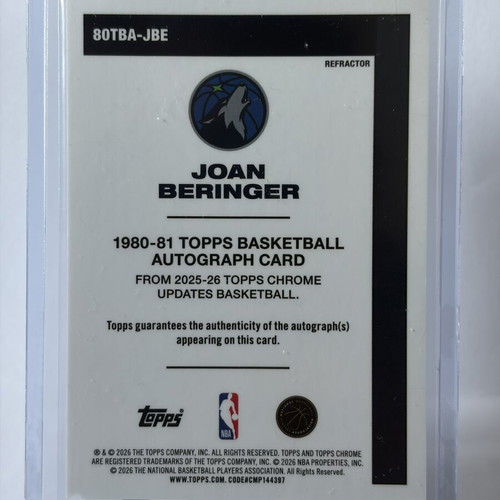 2025-26 Topps Chrome Update RC Joan Berringer autograph card