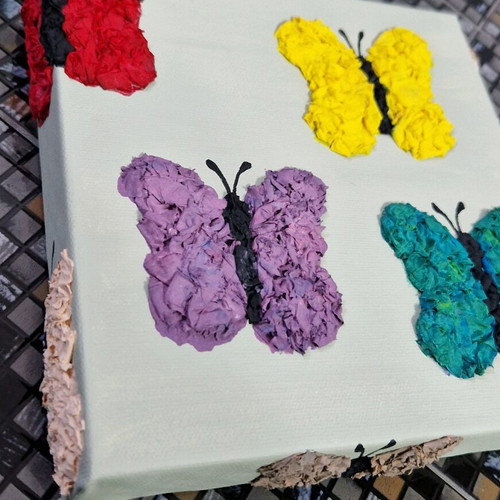 Set of 3 handmade paintings 20x20cm new with 3D designs