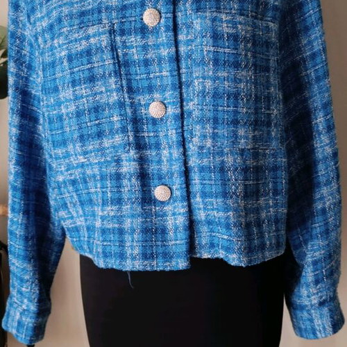 Zara Tweed Jacket XL like new, blue with white details