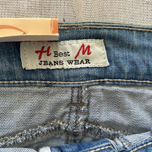 Denim mini skirt new with plaid details, size 26 S