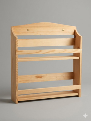 Wooden spice rack used with 7 glass containers