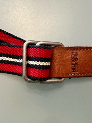 Υφασμάτινη ζώνη Tommy Hilfiger σαν καινούργιο, τρίχρωμη με δερμάτινες λεπτομέρειες