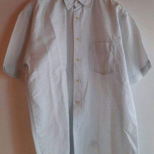 Men's short-sleeve shirt Glou XL white 55% linen 45% cotton like new