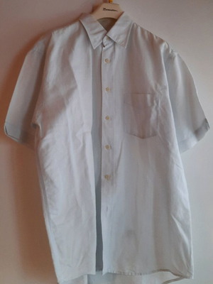 Men's short-sleeve shirt Glou XL white 55% linen 45% cotton like new
