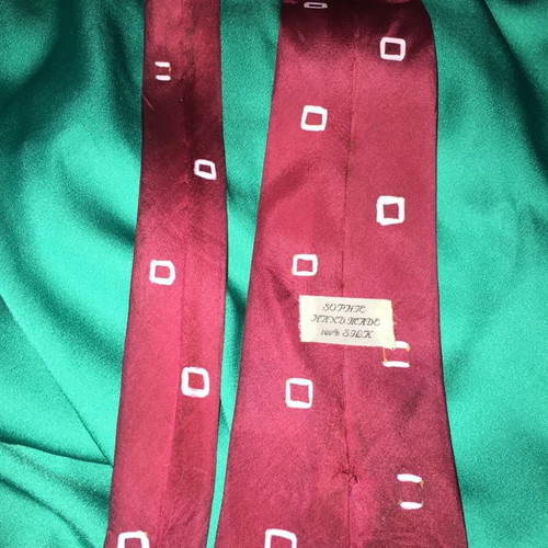 Silk red tie hand-painted new