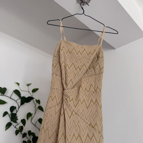 Maxi dress gold fabric with glitter size S new